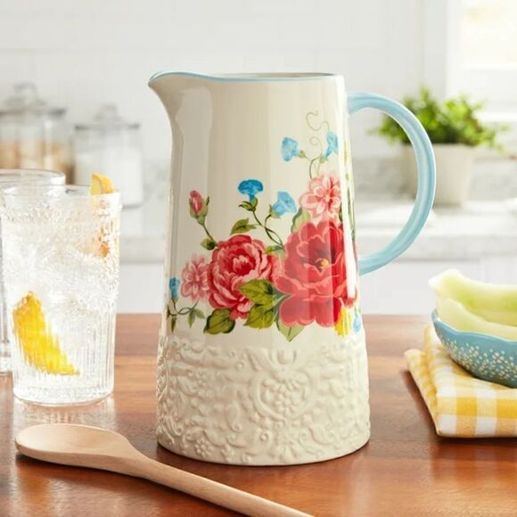 🦋 New Pioneer Woman Sweet Rose Serving Ceramic Pitcher - Picture 4 of 9